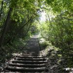 高峠頂上目前の階段、きつい！！されど絶景